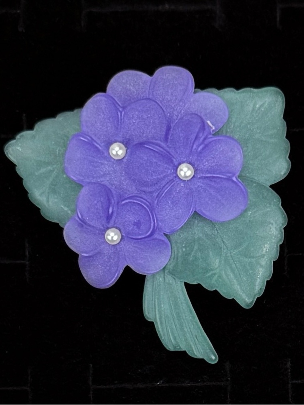 Vintage 1983 Avon “Sweet Violet” resin, purple and green brooch
